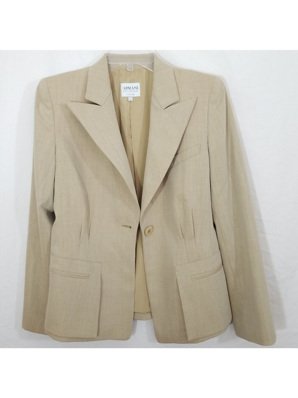 Armani Collezioni sand fitted notch collar blazer